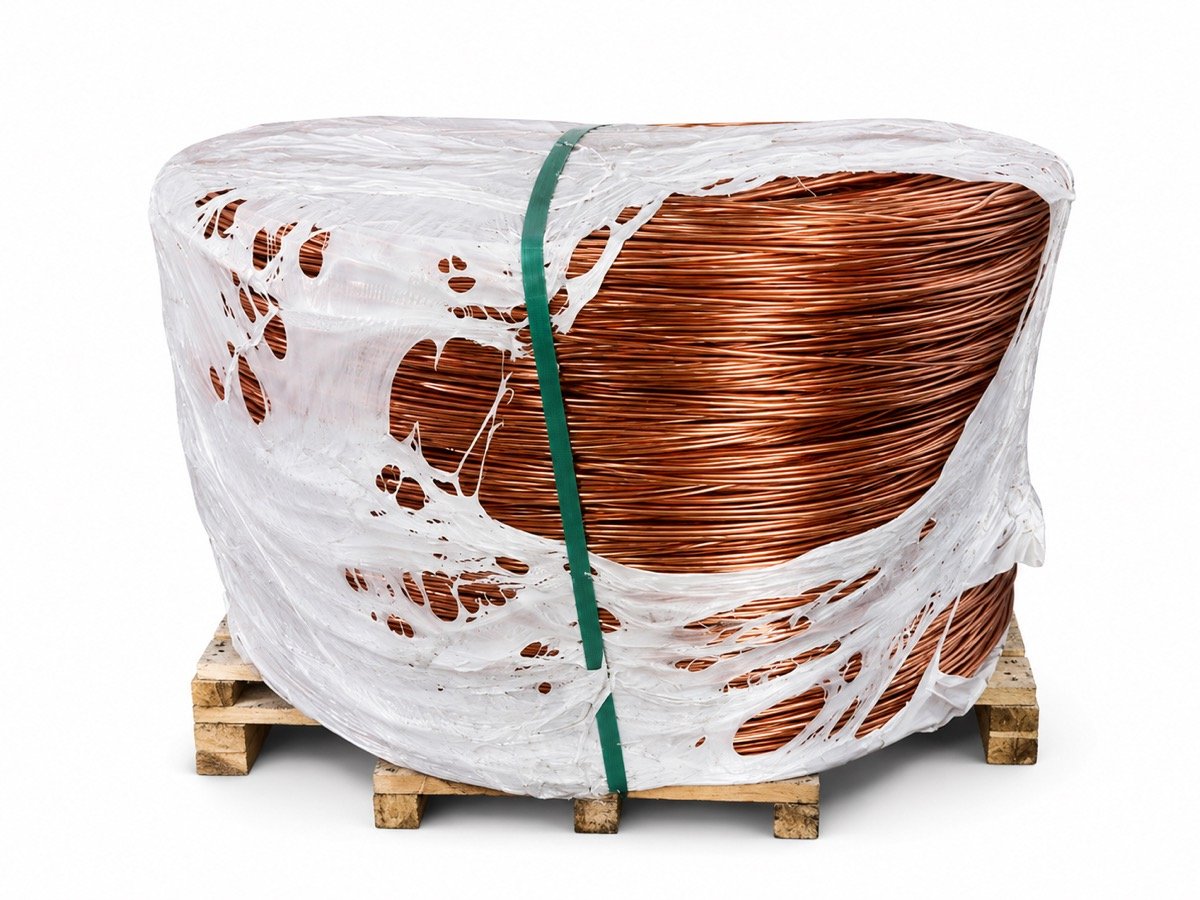 Bundle of copper wire ready for trade
